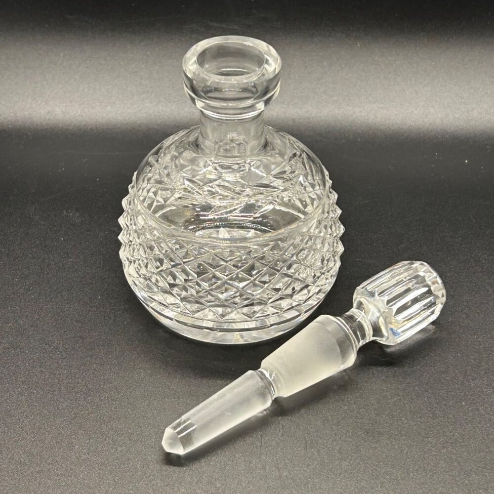 Vintage Cut glass Perfume Bottle Glass Stopper Dauber Diamond Cut Vanity Decor - Picture 2 of 15